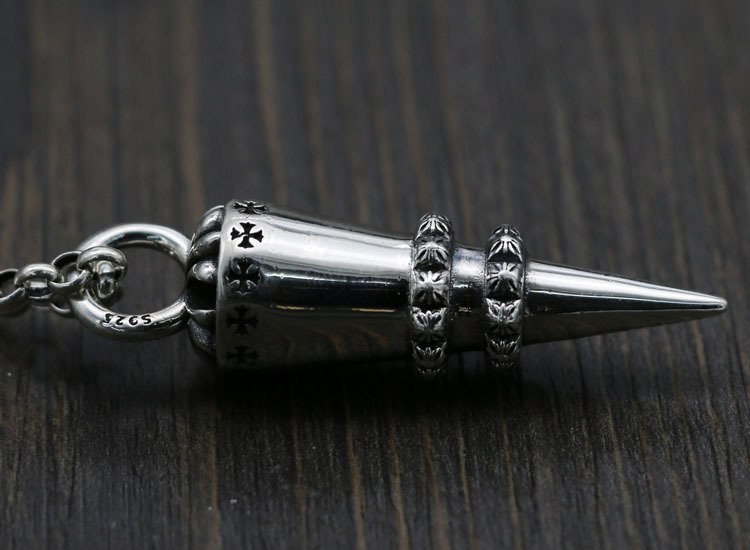 925 sterling silver handmade vintage bullet necklace pendant without chain American European gothic punk style antique silver designer Luxury brand jewelry pendants
