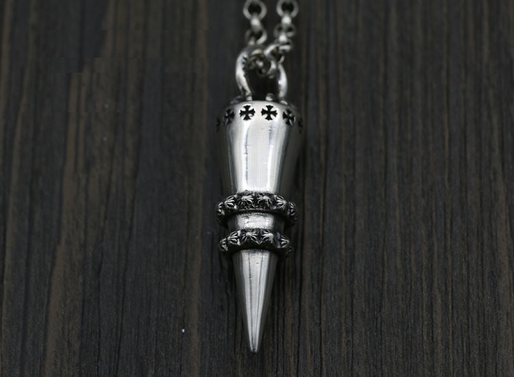 925 sterling silver handmade vintage bullet necklace pendant without chain American European gothic punk style antique silver designer Luxury brand jewelry pendants