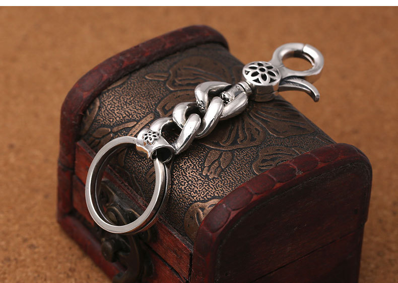 925 sterling silver handmade key rings American European antique silver designer fashion accessories