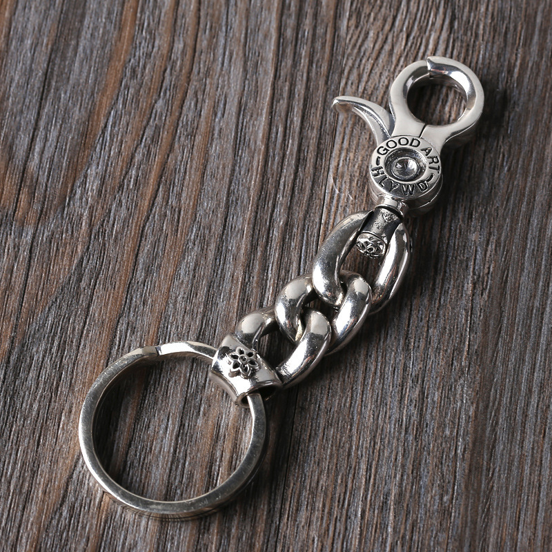 925 sterling silver handmade key rings American European antique silver designer fashion accessories