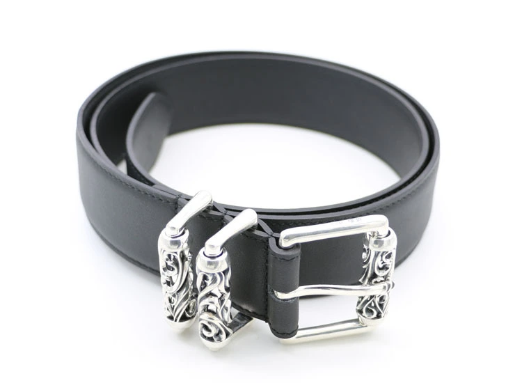 925 sterling silver handmade belt buckle with leather waist belt American European antique silver gothic punk style designer Fashion accessories