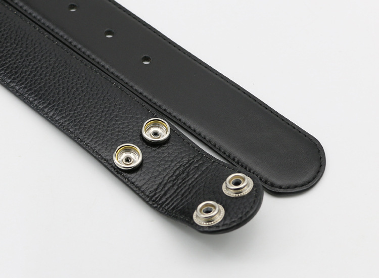 handmade black leather waist belt American European antique silver gothic punk style designer Fashion accessories