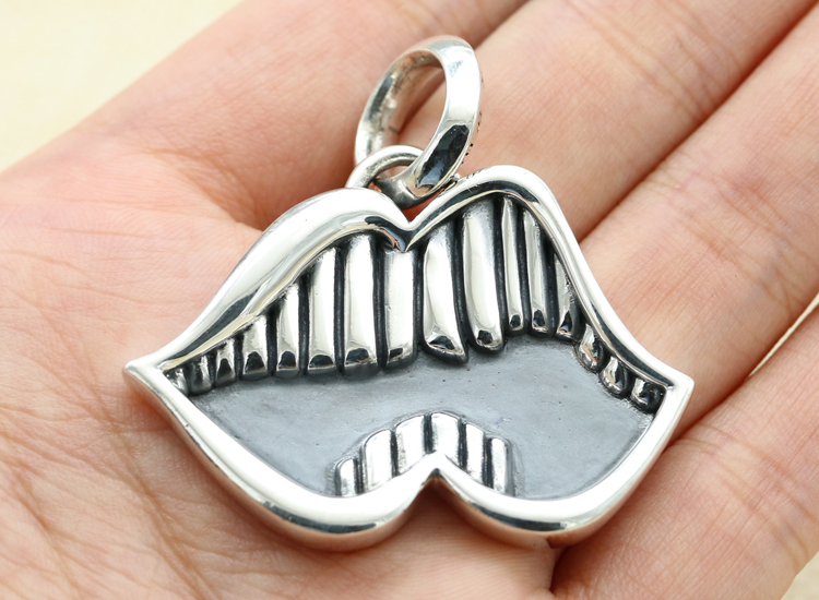 925 sterling silver handmade big mouth pendants without chain American European gothic punk style antique silver designer Luxury brand jewelry pendants