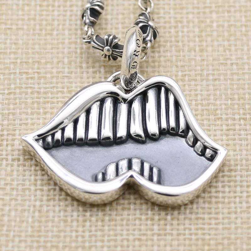 925 sterling silver handmade big mouth pendants without chain American European gothic punk style antique silver designer Luxury brand jewelry pendants