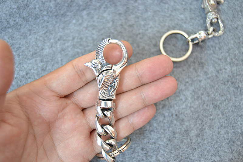 925 sterling silver handmade skeleton bird key rings American European antique silver gothic punk style designer luxury fashion accessories