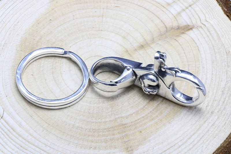 925 sterling silver handmade heart key rings American European antique silver gothic punk style designer Fashion accessories