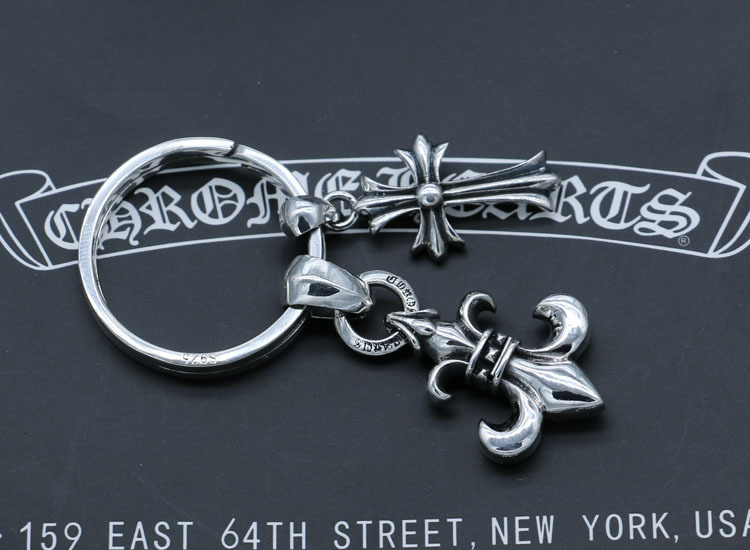 925 sterling silver handmade crosses key rings with cross and anchor charms American European gothic punk style designer fashion accessories