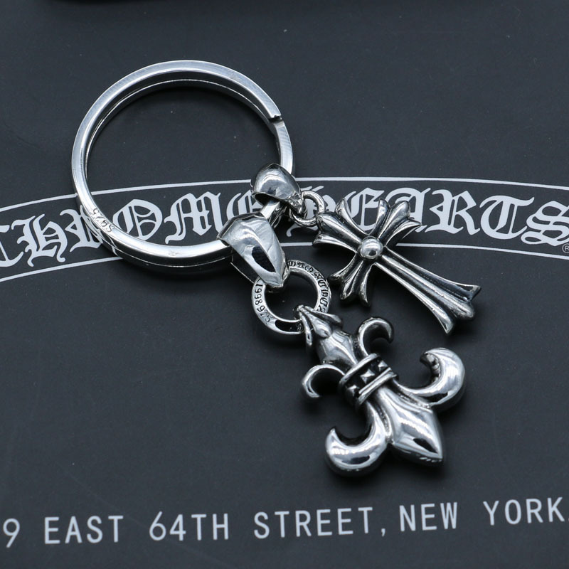 925 sterling silver handmade crosses key rings with cross and anchor charms American European gothic punk style designer fashion accessories