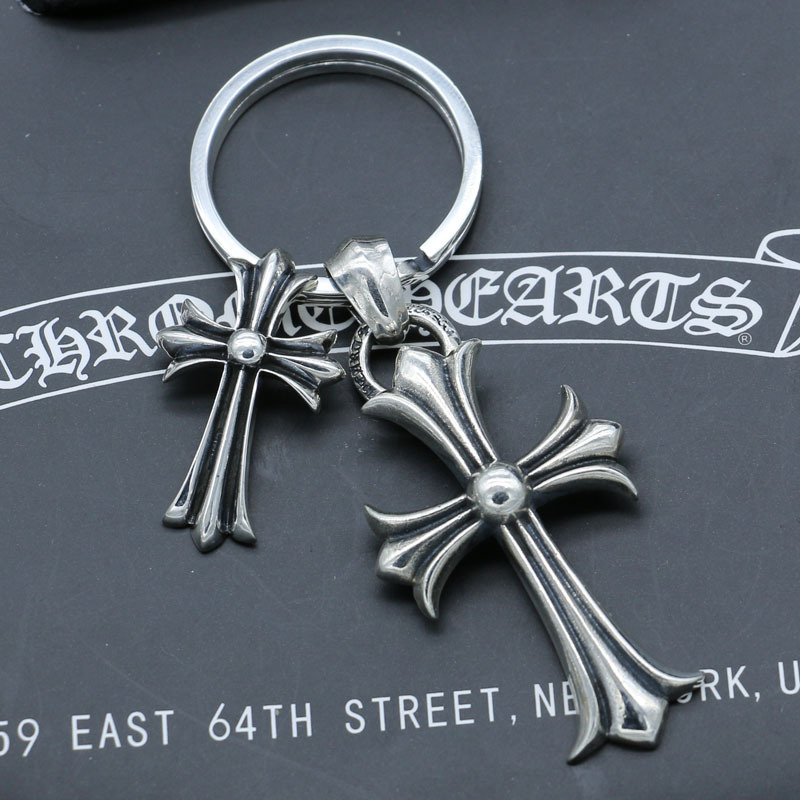 925 sterling silver handmade key rings with crosses charms American European gothic punk style designer fashion accessories