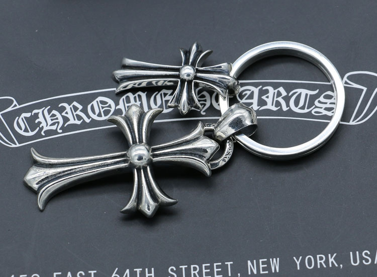 925 sterling silver handmade key rings with crosses charms American European gothic punk style designer fashion accessories