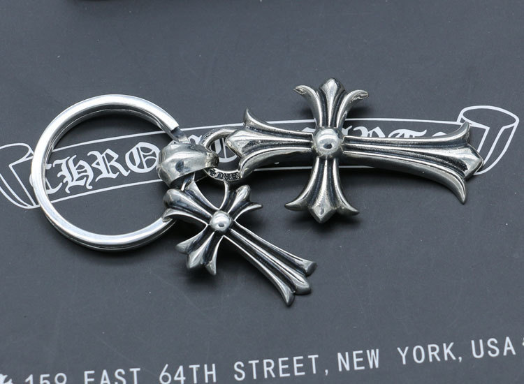 925 sterling silver handmade key rings with crosses charms American European gothic punk style designer fashion accessories