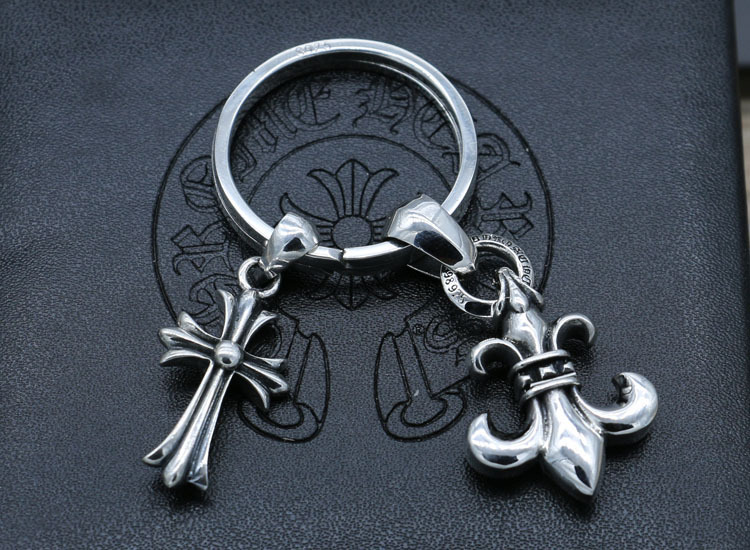 925 sterling silver handmade crosses key rings with cross and anchor charms American European gothic punk style designer fashion accessories