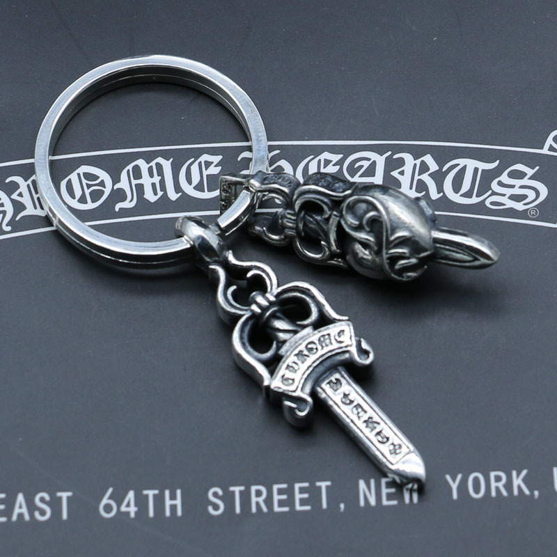 925 sterling silver handmade key rings with dagger charms American European gothic punk style designer fashion accessories