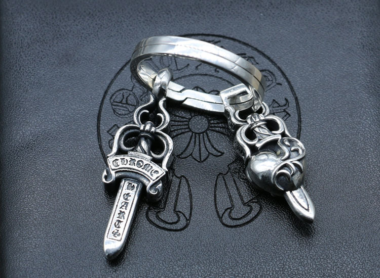 925 sterling silver handmade key rings with dagger charms American European gothic punk style designer fashion accessories