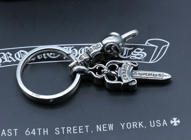 925 sterling silver handmade key rings with dagger charms American European gothic punk style designer fashion accessories
