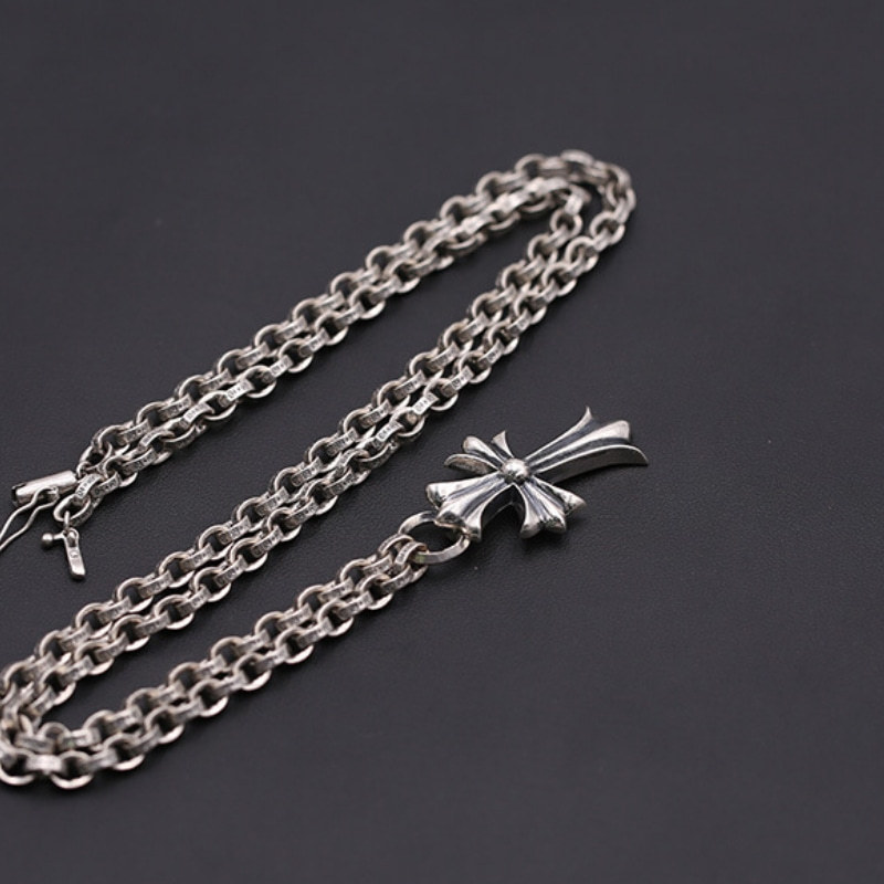 Cross Pendant Necklaces 925 Sterling Silver Paper chain Links Antique Vintage Gothic Punk Hip-hop Handmade Designer Fine Jewelry Accessories Gifts For Men Women