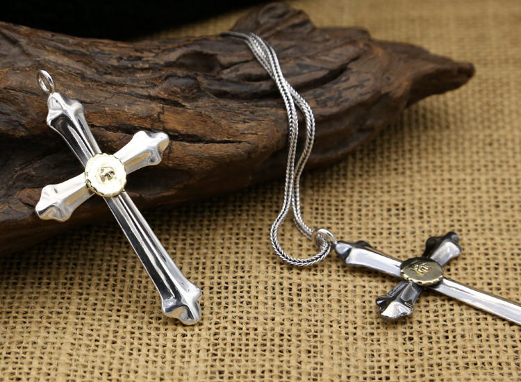 925 sterling silver handmade vintage  eagle cross necklace pendants without chain American Japanese gothic punk style antique silver designer Luxury brand jewelry