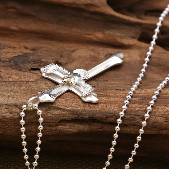 925 sterling silver handmade vintage eagle cross necklace pendant without chain American European gothic punk style antique silver designer Luxury brand jewelry pendants