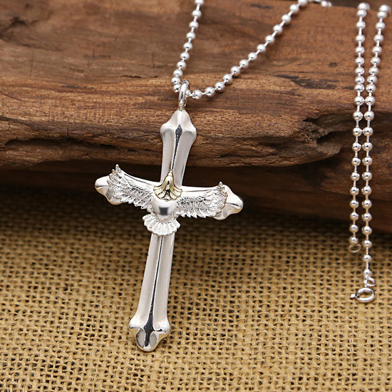 925 sterling silver handmade vintage eagle cross necklace pendant without chain American European gothic punk style antique silver designer Luxury brand jewelry pendants