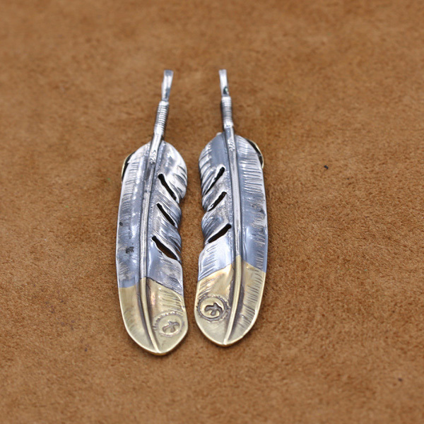 925 sterling silver handmade feather shape necklace pendant without chain American European gothic punk style antique silver designer Luxury brand jewelry pendants
