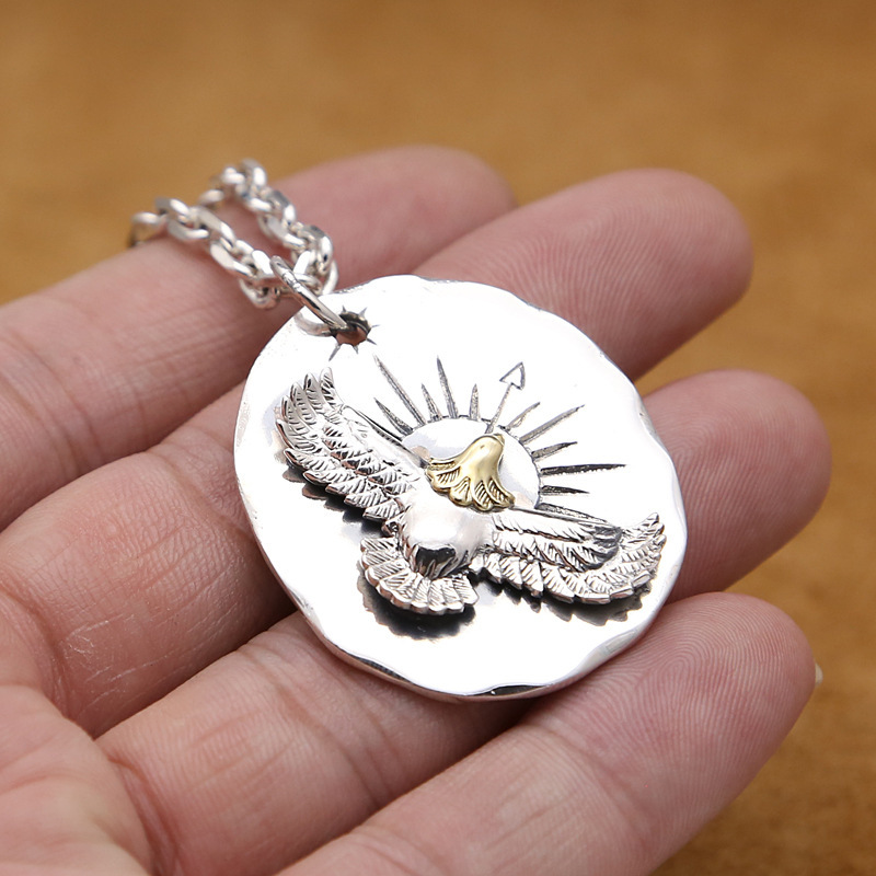 925 sterling silver handmade eagle necklace pendant without chain American European gothic punk style antique silver designer Luxury brand jewelry pendants