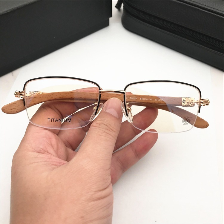 Vintage style Fahion designer glasses frame casual sports beach eyewears crosses metal frame wood temples legs fashion accessories