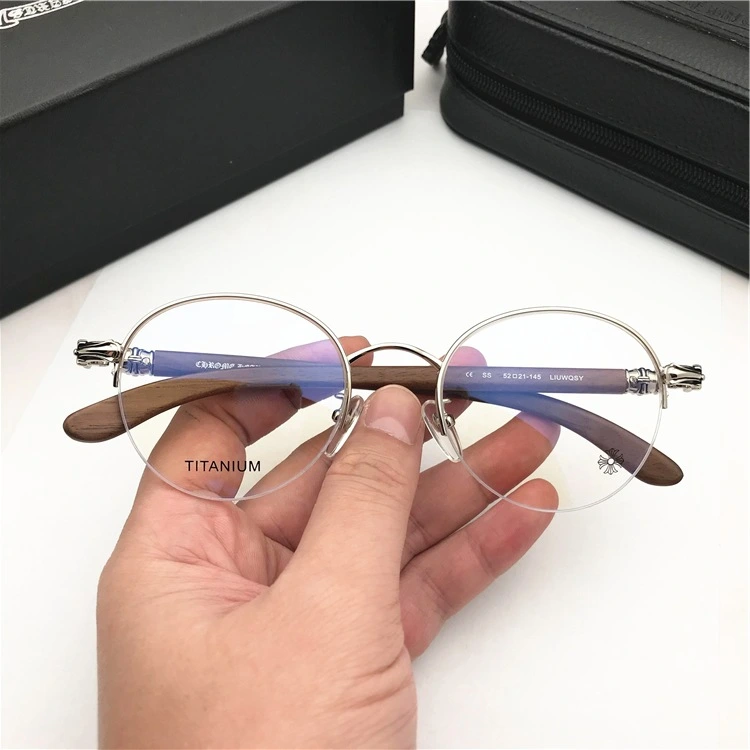 Vintage style Fahion designer glasses frame casual sports beach eyewears crosses metal frame wood legs fashion eye accessories