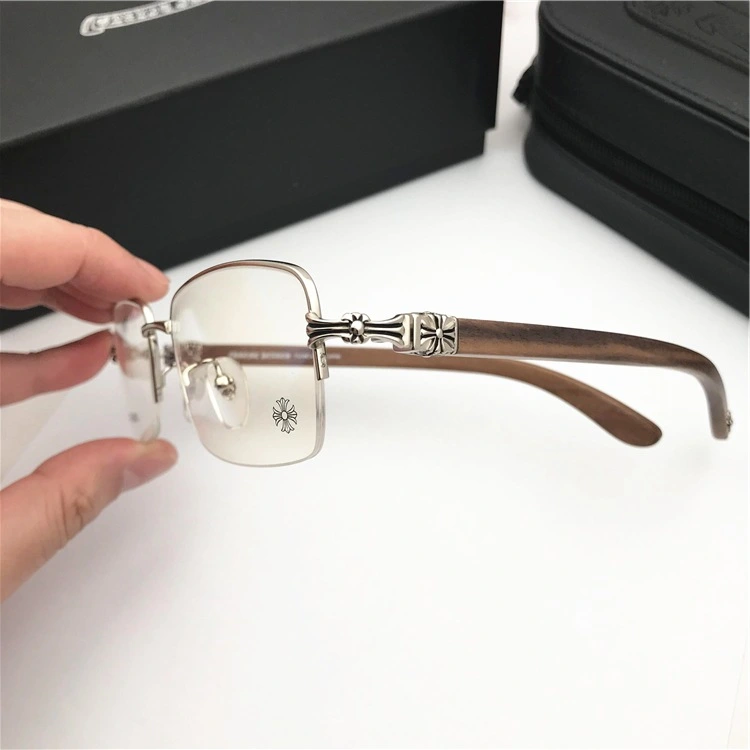 Vintage style Fahion designer glasses frame casual sports beach eyewears crosses metal frame wood temples legs fashion accessories