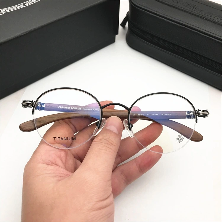 Vintage style Fahion designer glasses frame casual sports beach eyewears crosses metal frame wood legs fashion eye accessories