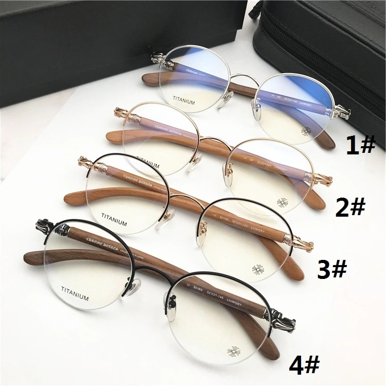 Vintage style Fahion designer glasses frame casual sports beach eyewears crosses metal frame wood legs fashion eye accessories