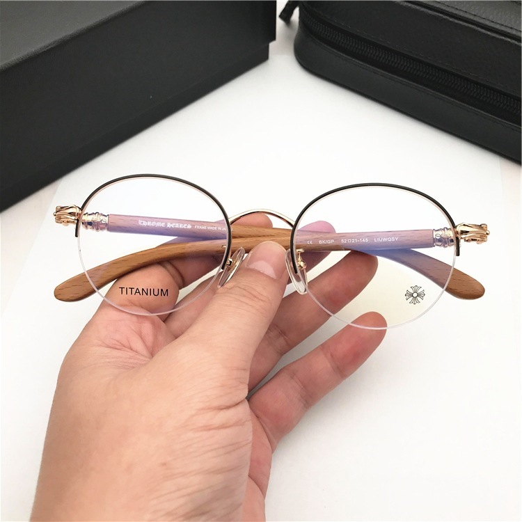 Vintage style Fahion designer glasses frame casual sports beach eyewears crosses metal frame wood legs fashion eye accessories