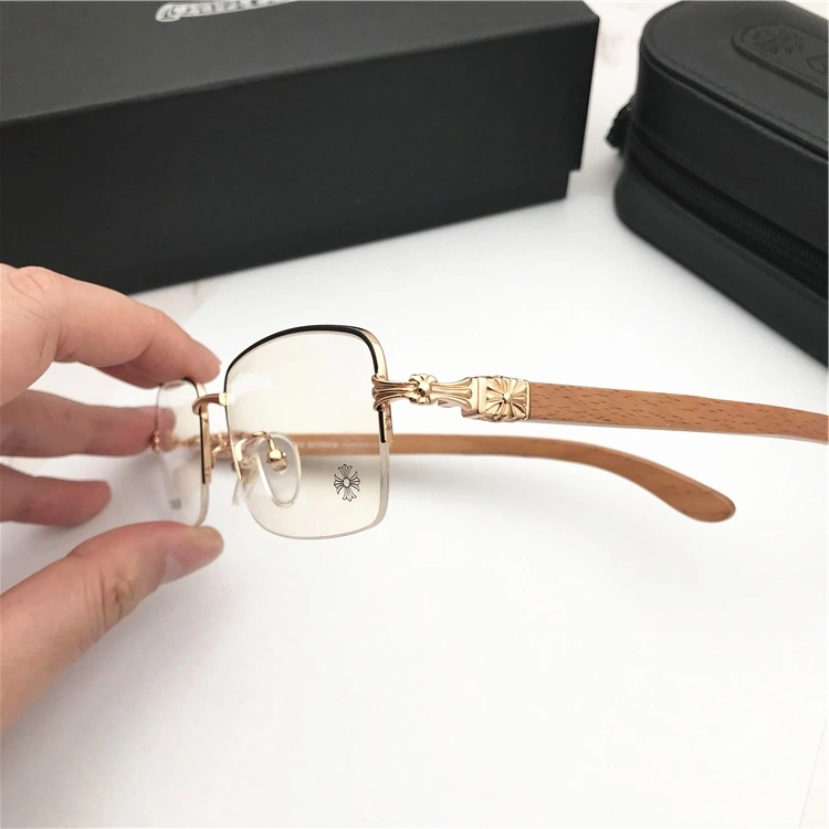 Vintage style Fahion designer glasses frame casual sports beach eyewears crosses metal frame wood temples legs fashion accessories