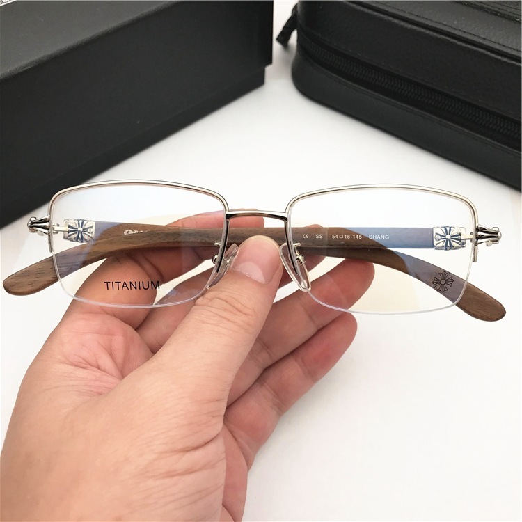 Vintage style Fahion designer glasses frame casual sports beach eyewears crosses metal frame wood temples legs fashion accessories