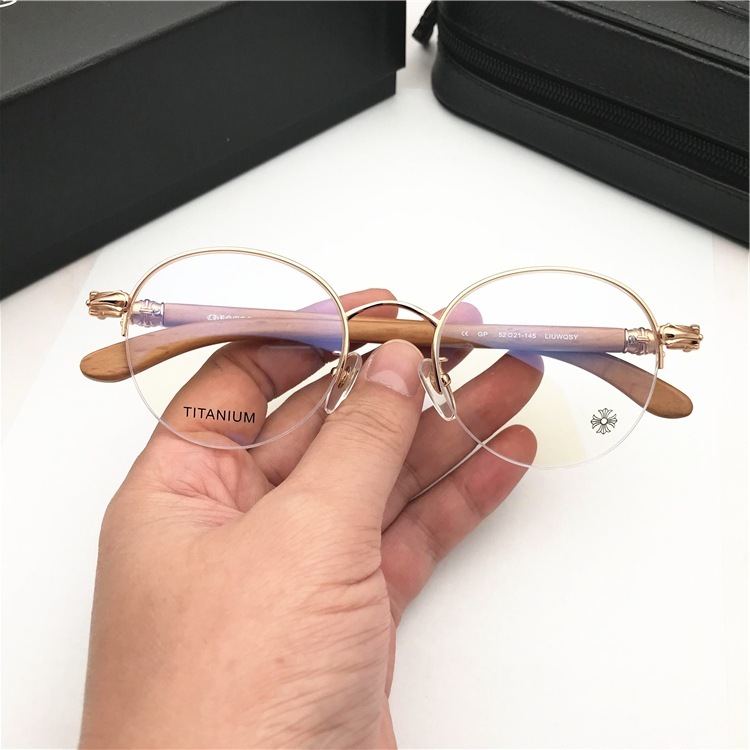 Vintage style Fahion designer glasses frame casual sports beach eyewears crosses metal frame wood legs fashion eye accessories