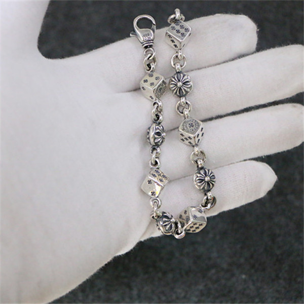 925 sterling silver handmade bracelets with crosses and dices charms American European punk gothic vintage luxury jewelry accessories gifts