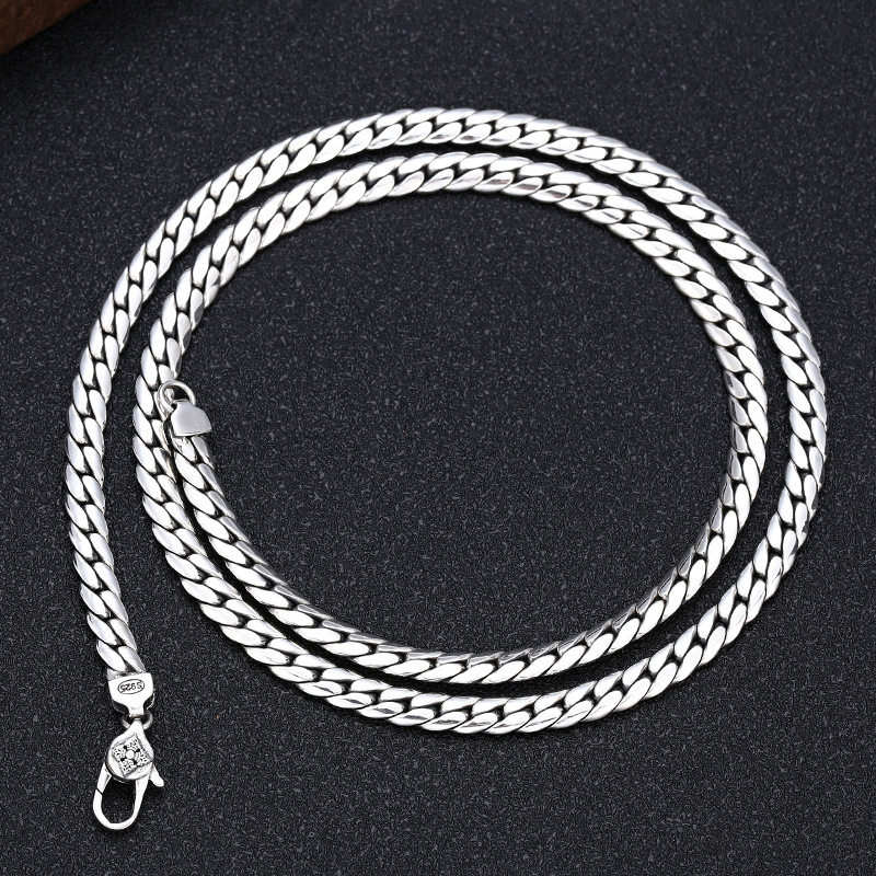 925 sterling silver link chain men's necklaces American European gothic punk style antique vintage luxury jewelry accessories gifts