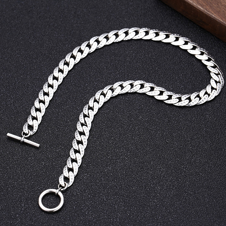 925 sterling silver link chain men's necklaces with toggle clasp American European gothic punk style antique vintage luxury jewelry accessories gifts