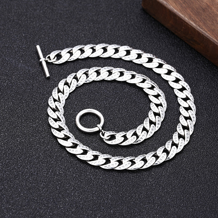 925 sterling silver link chain men's necklaces with toggle clasp American European gothic punk style antique vintage luxury jewelry accessories gifts
