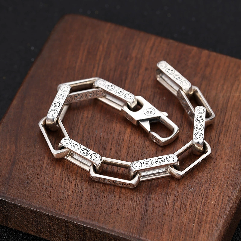 925Chromehearts sterling silver handmade thick link chain men's bracelets punk gothic vintage luxury jewelry accessories gifts