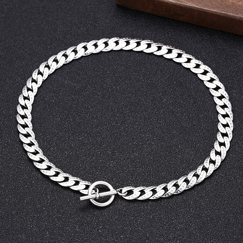 925 sterling silver link chain men's necklaces with toggle clasp American European gothic punk style antique vintage luxury jewelry accessories gifts