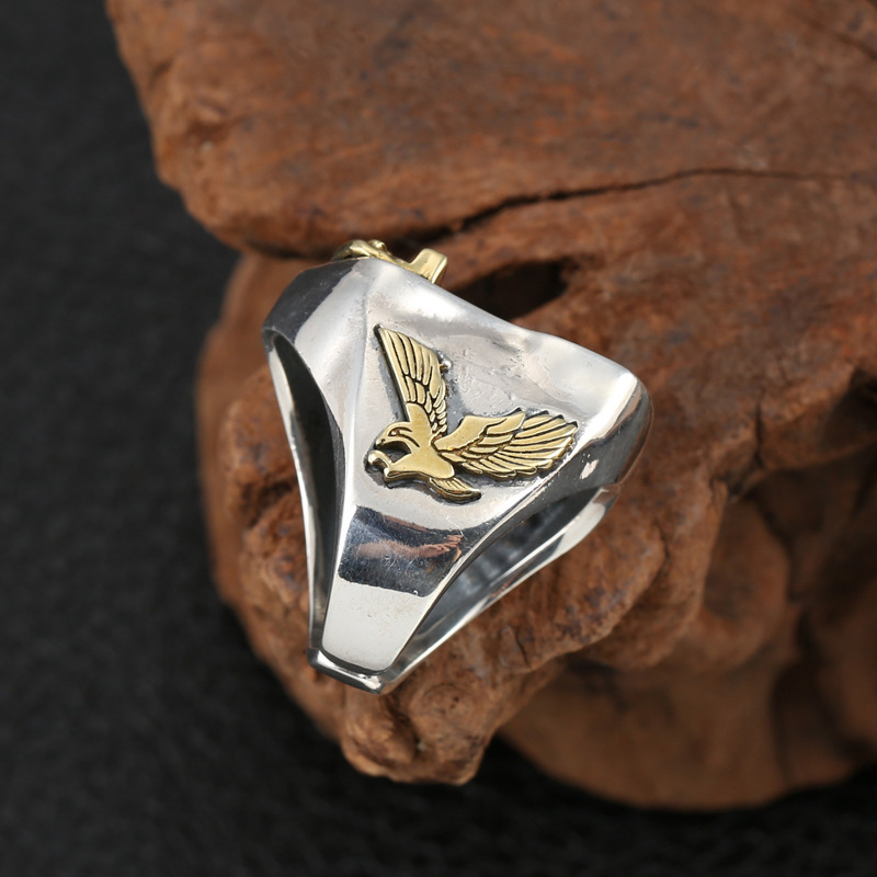 925 sterling silver eagle adjustable band rings American European gothic punk vintage hip-hop style antique deisgner luxury jewelry