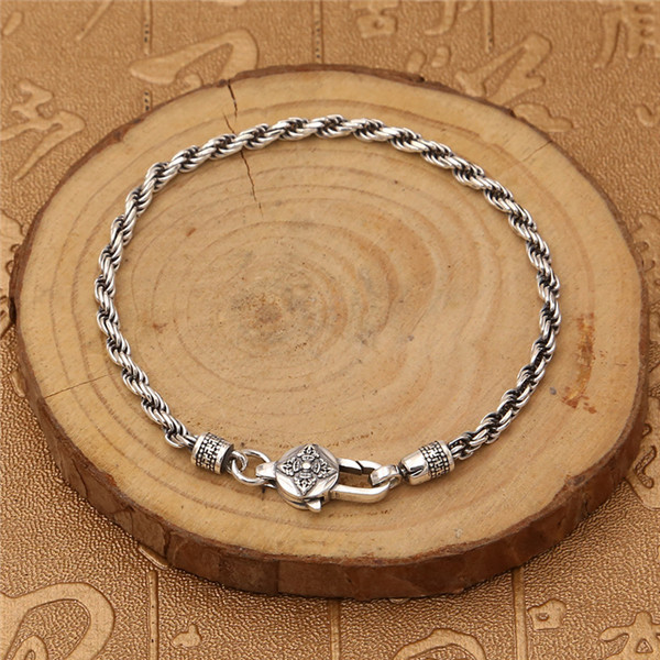 925 sterling silver link chain bracelets American European punk gothic vintage luxury jewelry accessories gifts
