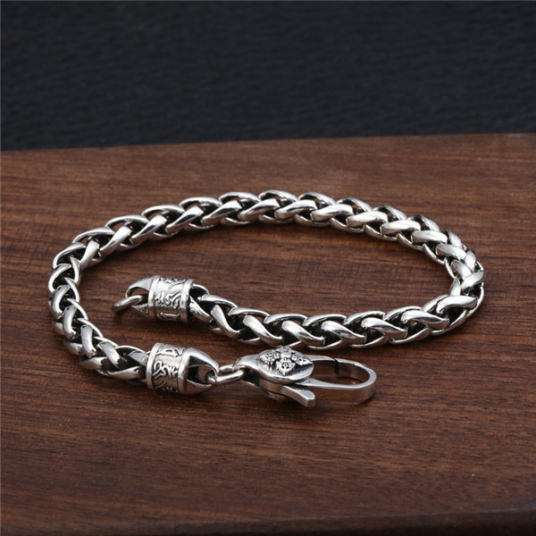 925 sterling silver handmade foxtail link chain bracelets American European punk gothic vintage luxury jewelry accessories gifts