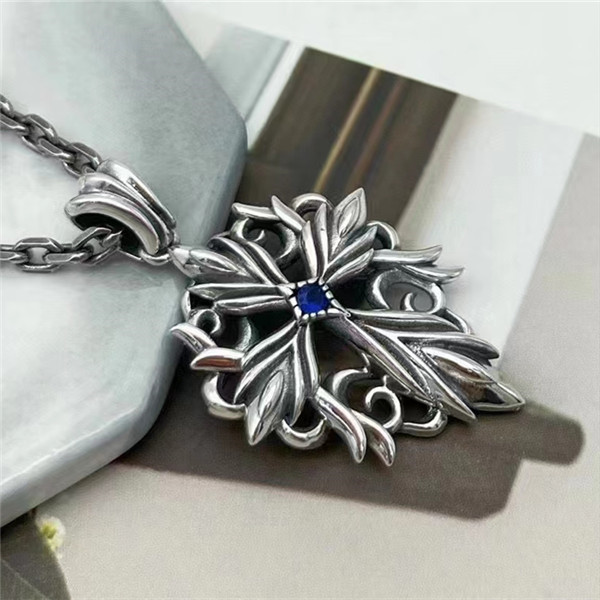 Cross fire necklace pendant necklace with chain American European gothic punk style antique 925 sterling silver designer Luxury jewelry accessories gift