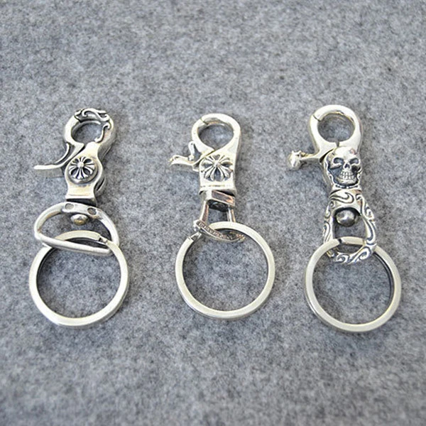 925 sterling silver handmade cross key rings American European punk gothic vintage luxury jewelry accessories gifts