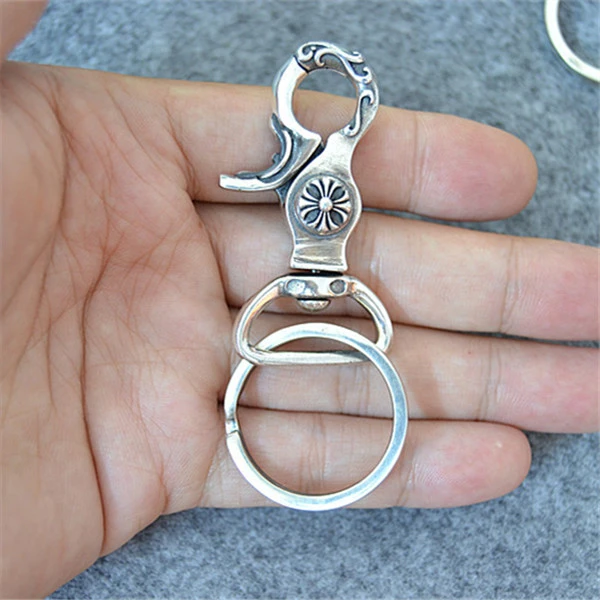 925 sterling silver handmade cross key rings American European punk gothic vintage luxury jewelry accessories gifts