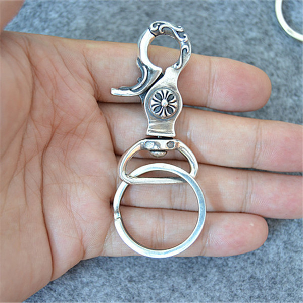 925 sterling silver handmade cross key rings American European punk gothic vintage luxury jewelry accessories gifts