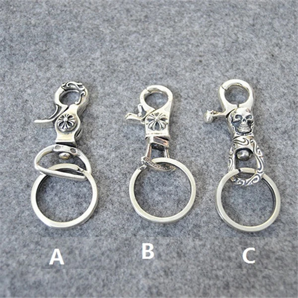 925 sterling silver handmade cross key rings American European punk gothic vintage luxury jewelry accessories gifts