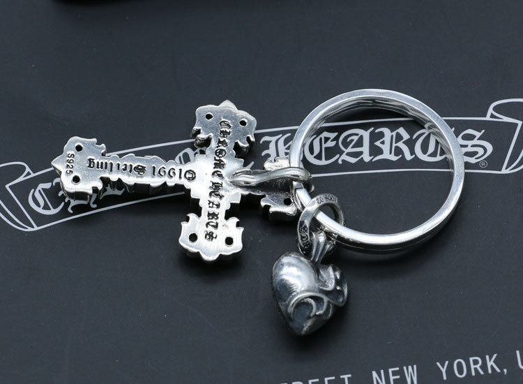 925 sterling silver handmade heart cross keyrings American European punk gothic vintage luxury jewelry accessories gifts