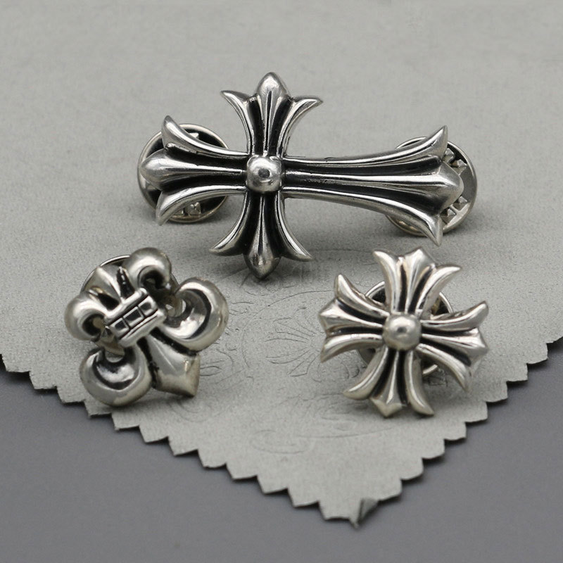 925 sterling silver handmade crosses anchors brooches American European punk gothic vintage luxury jewelry accessories gifts